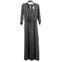 NWT Wmns LOFT Lounge Gray 3/4 Sleeve Surplice Wide Leg Jumpsuit Sz L MSRP$84