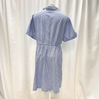 NWT J.Crew Women's Sz 20 Striped Blue White Short-Sleeve Collared Shirt Dress