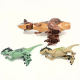 3 LEGO Jurassic World Dinosaur Figures; Carnotaurus, Delta, And Blue