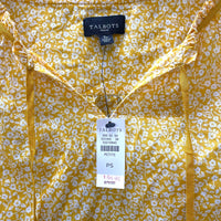 NWT Wmns Talbots 100% Cotton Yellow Floral Loose Fit Lightweight Top Sz S Petite