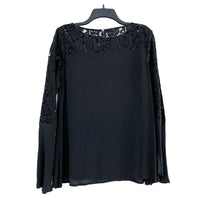 NWT Wmns SOFT SURROUNDINGS Black Lace Bell Sleeve Sweatheart Top Sz M MSRP$89.95