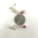 Silver Vintage-Style 6x4mm Pink Star Sapphire Dangle Earrings w CZ Accent 2.74g