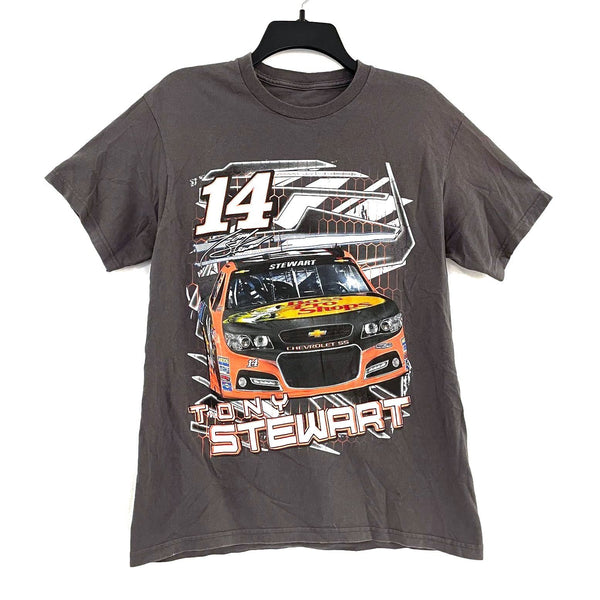 Mens TONY STEWART #14 Gray Nascar Racing Graphic Tee Shirt No Sz / 37" Chest