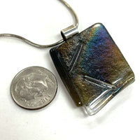 19.75" Sterling Silver Colorful Dichroic Glass Pendant Necklace, 16.0g