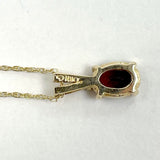 10K Yellow Gold Garnet and Diamond Accent Pendant Necklace 18" 1.32g