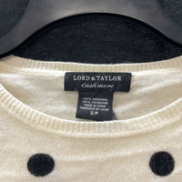 Wmns LORD & TAYLOR 100% Cashmere Cream & Black Polka Dot Sweater Sz S