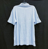 NWT Mens BUGATCHI Hemp Blend Blue Striped Short Sleeve Polo Shirt Sz L MSRP$179