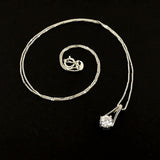 Sterling Silver Simple 18" CZ Drop Pendant Necklace, 2.36g