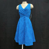 NWT Wmns NINE WEST Blue Polka Dot Pin-Up Sleeveless A-Line Dress Sz 8 MSRP$99