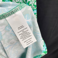 NWT Wmns TALBOTS Blue Green Damask Short Sleeve Casual Dress Sz M MSRP$139