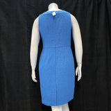 NWT Wmns ANN TAYLOR Blue Jacquard Sleeveless Below Knee Midi Pencil Dress Sz 12