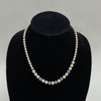 925 Sterling Silver Pearl And Crystal Necklace And Bracelet Set