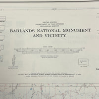 Pair of 1960 USGS S Dakota Badlands Natl Monument Plat Maps - Polyconic Proj