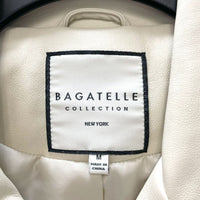 Wmns BAGATELLE Collection New York Cream Cropped Faux Leather Moto Jacket Sz M