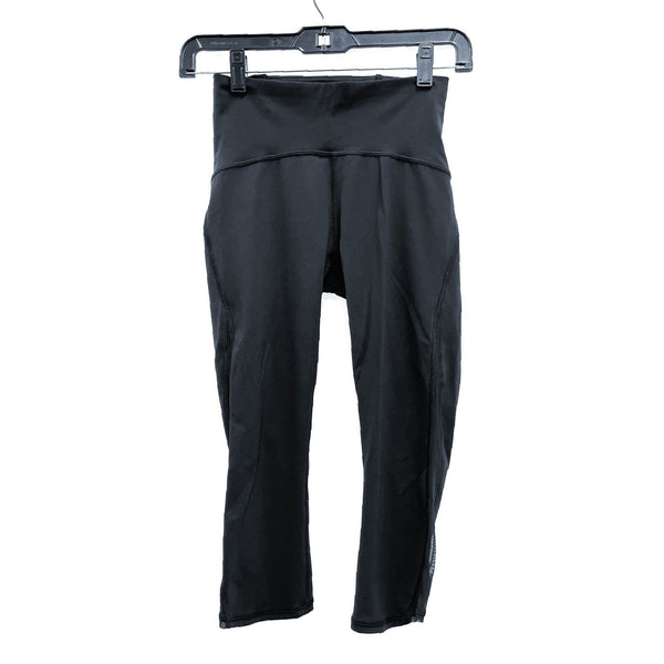Wmns LULULEMON Black Train Time Crop Mesh Side Capri Athletic Leggings Sz 4