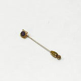 Vintage 10K Yellow Gold Stick Pin with Purple Glass Intaglio, 1.0g