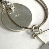 30" Sterling Silver Stamped Design Double Circle Pendant Necklace 17.12 grams