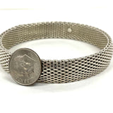 7.25" Sterling Silver Wide Mesh Style Bangle Bracelet, 39.82g