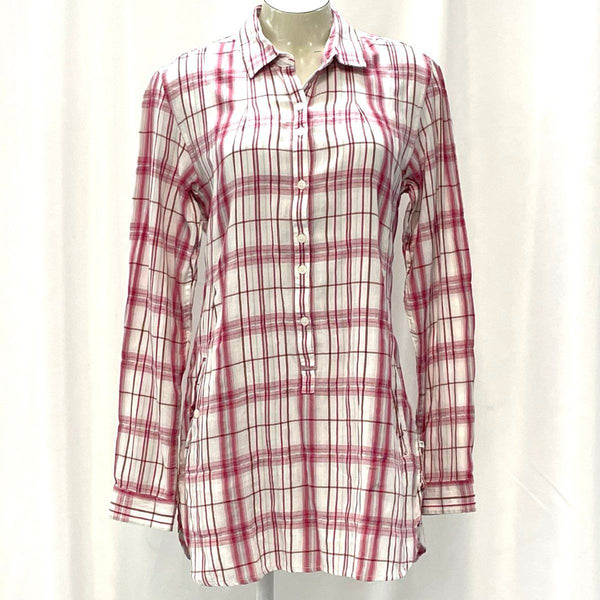 Wmns NWT Toad&Co Pink Plaid Tunic Blouse Sz S