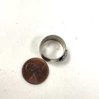 Sterling Silver Vintage Sz. 6.75 Omega Mu Chi Fraternal 9.5mm Wide Ring, 6.23g