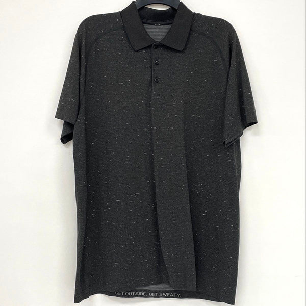 Lululemon Dark Grey Heathered Athletic Polo Shirt Men’s Sz XL