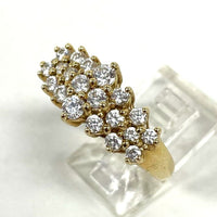 14K Yellow Gold Cubic Zirconia Multi-stone Cocktail Ring Size 8, 4.20g