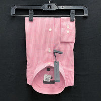 NWT Mens CALVIN KLEIN 100% Cotton Pink Gingham Button Up Dress Shirt Sz 16.5