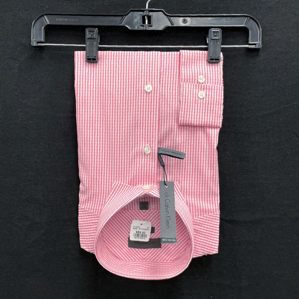 NWT Mens CALVIN KLEIN 100% Cotton Pink Gingham Button Up Dress Shirt Sz 16.5