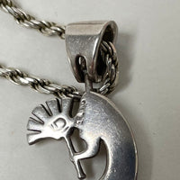 18" Sterling Silver Multi-stone Inlay Kokopelli Pendant Necklace, 13.58g!!