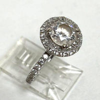 14K White Gold White Cubic Zirconia Halo Style Ring Size 5.75, 3.30g