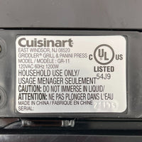 Cuisinart Griddler Grill and Panini Press Model GR-11 - TESTED