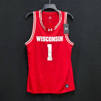 NWT Mens UNDER ARMOUR Red Wisconsin Badgers #1 Basketball Jersey Sz S MSRP$95