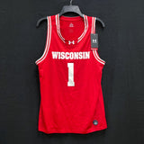 NWT Mens UNDER ARMOUR Red Wisconsin Badgers #1 Basketball Jersey Sz S MSRP$95
