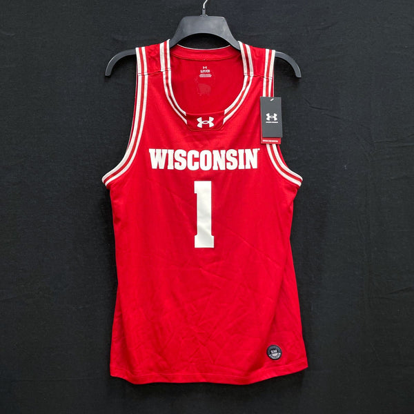 NWT Mens UNDER ARMOUR Red Wisconsin Badgers #1 Basketball Jersey Sz S MSRP$95