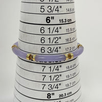 7" Purple Jade Round Panel Bracelet w/ 14K Yellow Gold Accents, 11.55g