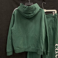 Wmns COACH Green Logo 2pc Hoodie Sweatshirt / Sweatpants Set Sz M AUTHENTICATED