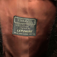 Wmns 70s 80s Vintage TISSAVEL FRANCE Dark Brown Faux Fur Cape Shawl Stole Jacket