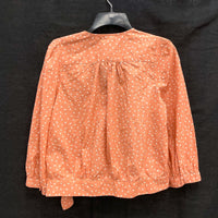 NWT Wmns MADEWELL 100% Cotton Orange Star Print 3/4 Sleeve Wrap Top Sz M