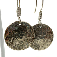 Daniela Taxco Sterling Silver Round Hammered Dangle Earrings, 6.86g