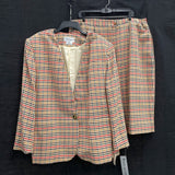 NWT Wmns 90s Vintage JOHN MEYER Wool Gingham 2pc Skirt Suit Set Sz 22 MSRP$140