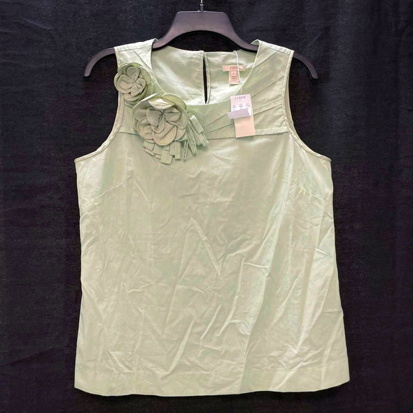 NWT Wmns J.CREW 100% Cotton Light Sage Green Rosette Lightweight Tank Top Sz 8