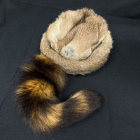 Vintage 60s 70s Brown Genuine Raccoon Fur Coon Tail Hat