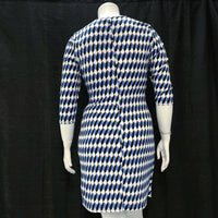 NWT Wmns LAUNDRY by SHELLI SEGAL Blue Geometric Pattern Dress Sz L MSRP$138