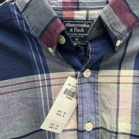 NWT Wmns ABERCROMBIE & FITCH 100% Cotton Pink & Blue Plaid Shirt Sz XS MSRP$58