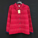 NWT Wmns CHRISTOPHER & BANKS 100% Cotton Red Embroidered Lightweight Jacket Sz L