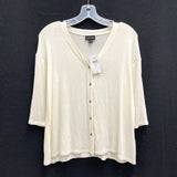 NWT Wmns J. JILL Cream 3/4 Sleeve Loose Lightweight Basic Cardigan Sweater Sz SP