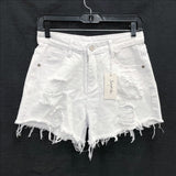 NWT Wmns SUPRISE White Denim Distressed Cut Off Jeans Shorts Sz 7 / 28