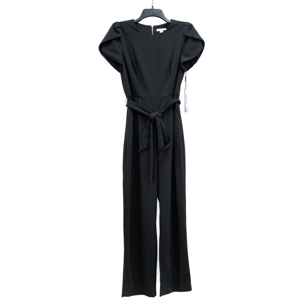 NWT Wmns CALVIN KLEIN Black Short Sleeve Belted Jumpsuit Sz 10 MSRP$129