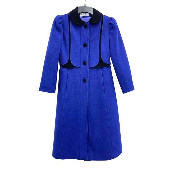 Girls Vintage ROTHSCHILD Wool Blue Long Peter Pan Collar A-Line Pea Coat Kids 10