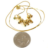 14K Yellow Gold 18" CZ Birthstone Ring Charm Necklace w Bead Spacers, 2.84g